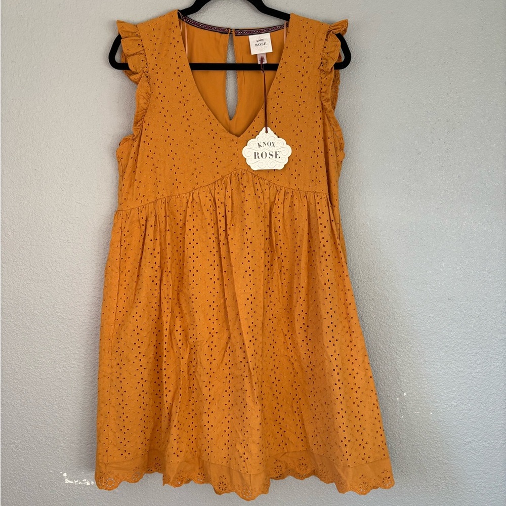 Knox Rose Women's Orange Eyelet Mini Dress